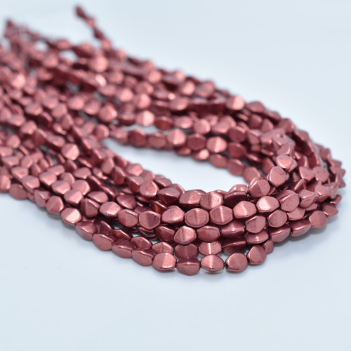 50 Beads - 5x3mm Pinch Saturated Metallic Valiant Poppy Czech Glass