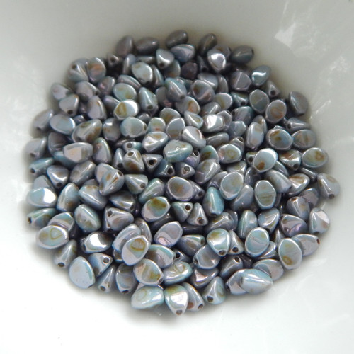 100 Beads - Pinch 5x3mm Chalk Blue Luster - Czech Glass