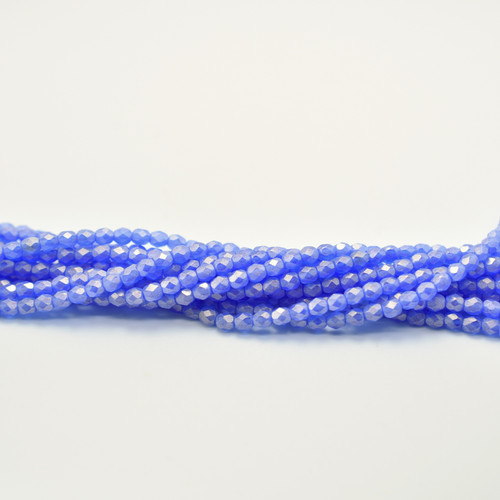 50 Beads - Fire Polished 4mm - Sueded Gold Sapphire - Czech Glass