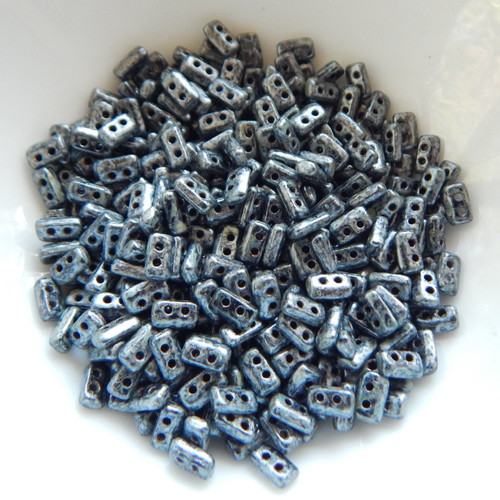 5 grams - Piros® par Puca® Paris - Metallic Matte Old Silver Spotted - Czech Glass