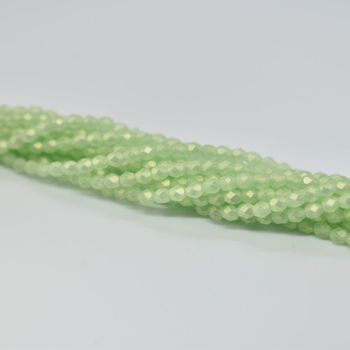 50 Beads - Fire Polished 4mm - Sueded Gold Peridot - Czech Glass