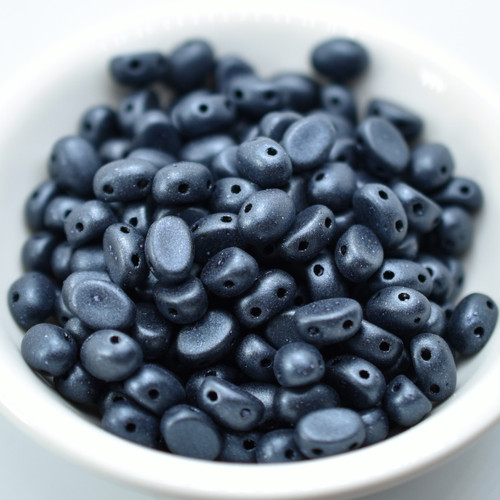 Samos® par Puca® (20 beads) 2-Hole 7x5mm Oval - Metallic Matte Dark Blue