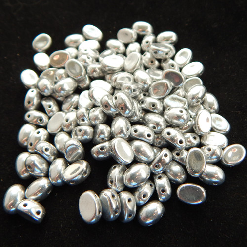 Samos® par Puca® (20 beads) 2-Hole 7x5mm Oval Argentees Silver
