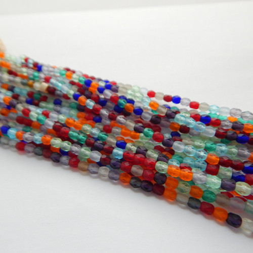200 Beads - 4mm Firepolish - Matte Jewel Tone Mix - Czech Glass