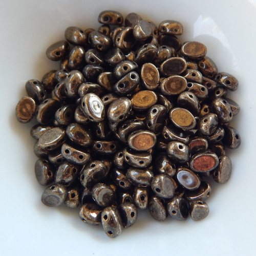 Samos® par Puca® (20 beads) 2-Hole 7x5mm Oval - Dark Gold Bronze - Czech Glass