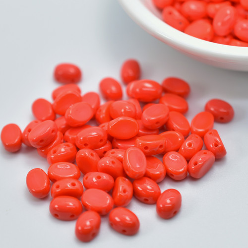 Samos® par Puca® (20 beads) 2-Hole 7x5mm Oval - Opaque Light Coral