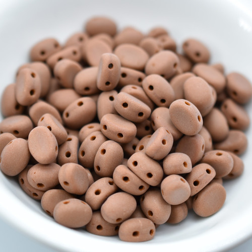 Samos® par Puca® (20 beads) 2-Hole 7x5mm Oval - Opaque Choco Matte