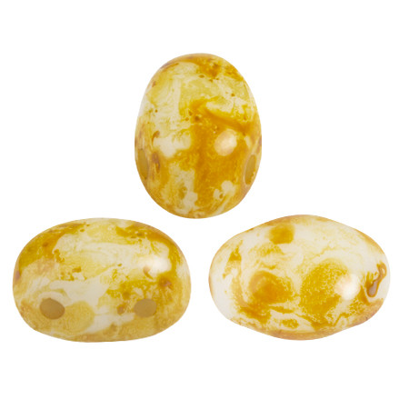 Samos® par Puca® (20 beads) 2-Hole 7x5mm Oval - Chalk Opaque White Travertin