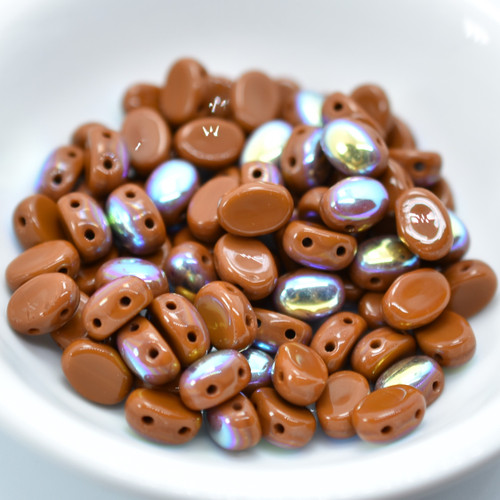 Samos® par Puca® (20 beads) 2-Hole 7x5mm Oval - Opaque Choco AB