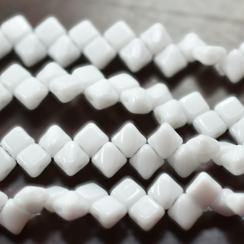 Silky Beads 5mm Opaque Chalk White, 40 Beads Czech Glass