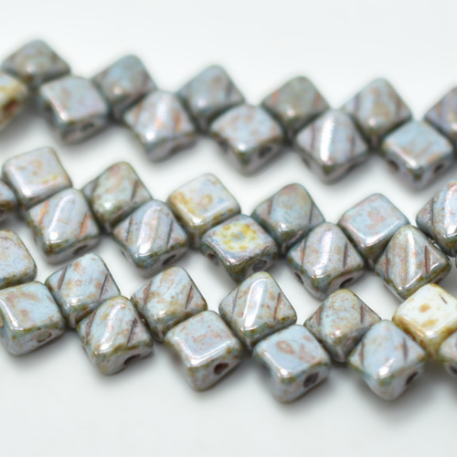 Silky Beads 6mm Chalk Lazure Blue, 40 Beads Czech Glass