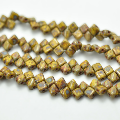 Silky Beads 5mm Lemon Travertin , 40 Beads Czech Glass