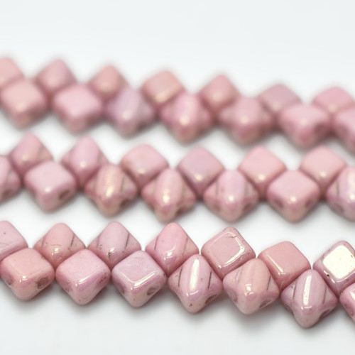 Silky Beads 5mm Chalk Red Luster, 40 Beads Czech Glass