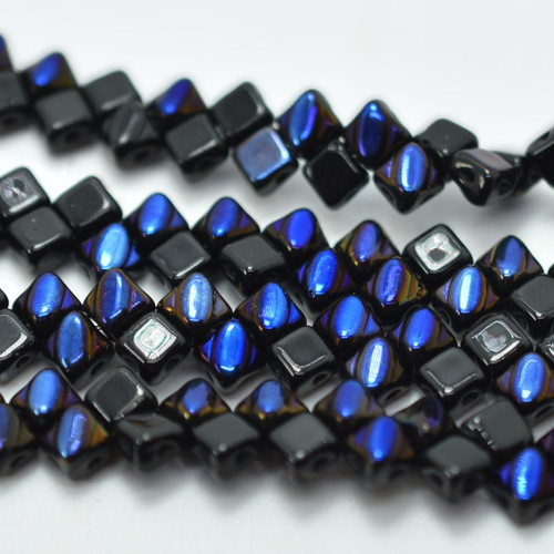Silky Beads 5mm Jet Azuro, 40 Beads Czech Glass
