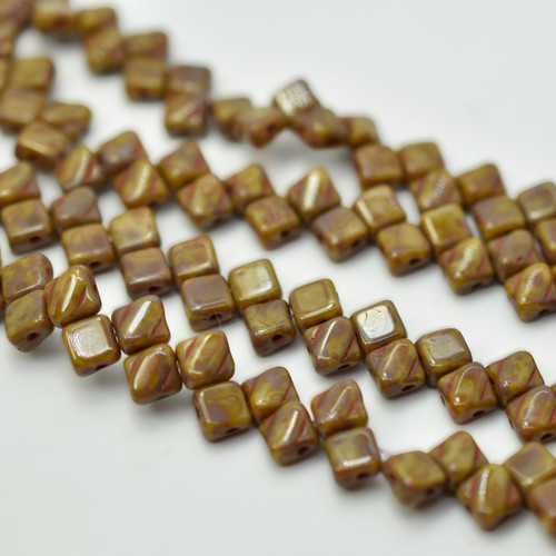 Silky Beads 6mm Opaque Grey Travertin, 40 Beads Czech Glass