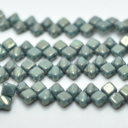 Silky Beads 5mm Green Turquoise Lumi, 40 Beads Czech Glass