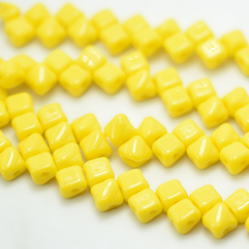 Silky Beads 5mm Opaque Lemon, 40 Beads Czech Glass