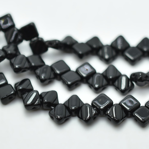 Silky Beads 6mm Jet Black, 40 Beads Czech Glass