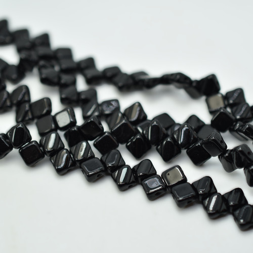 Silky Beads 6mm Jet Black, 40 Beads Czech Glass