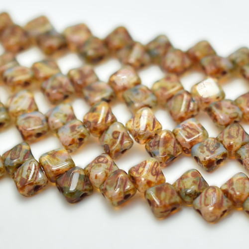 Silky Beads 6mm Milky Jonquil Travertin, 40 Beads Czech Glass
