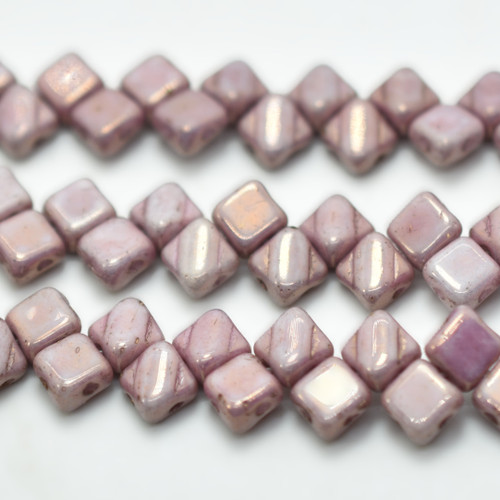 Silky Beads 6mm Chalk Purple Luster, 40 Beads Czech Glass