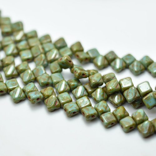 Silky Beads 6mm Turquoise Travertin, 40 Beads Czech Glass