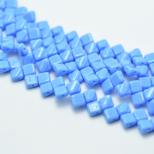 Silky Beads 6mm Opaque Cornflower Blue, 40 Beads Czech Glass
