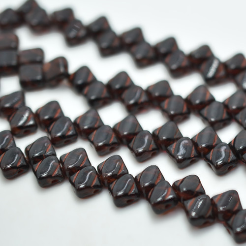 Silky Beads 6mm Dark Amethyst Travertin, 40 Beads Czech Glass