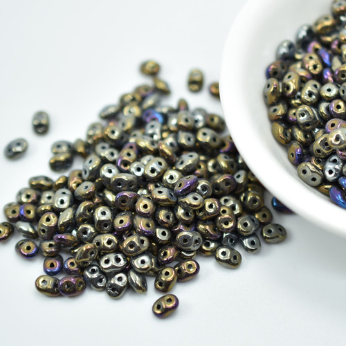 2x5mm SuperDuo Beads Brown Iris 10 grams Czech Glass Beads