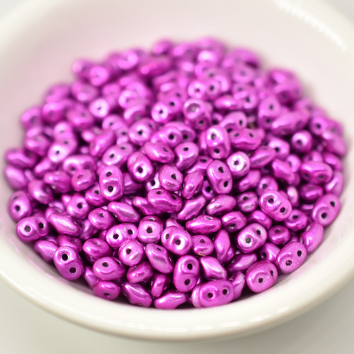 2x5mm SuperDuo Beads Metalust Hot Pink 10 grams Czech Glass Beads