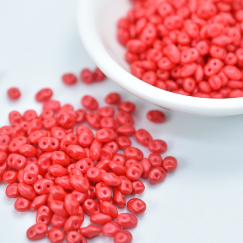 2x5mm SuperDuo Beads Tutti Frutti Cherry 10 grams Czech Glass