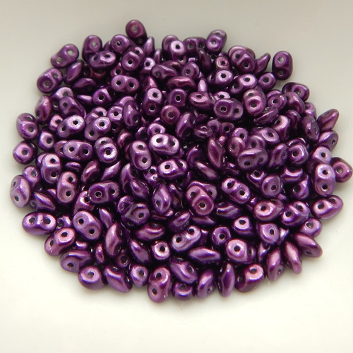 2x5mm SuperDuo Beads Metalust Purple 10 grams Czech Glass