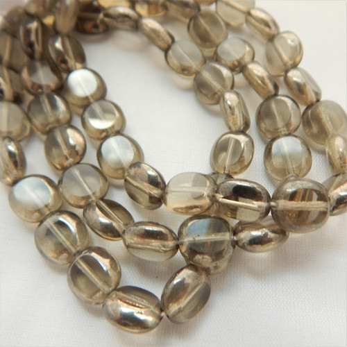 9x10mm Oval Table Cut Gray Luster Czech Glass (20 beads)