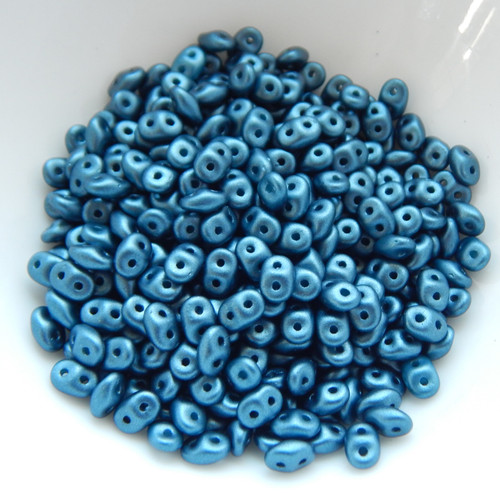 2x5mm SuperDuo Beads Pastel Petrol 10 grams Czech Glass Beads
