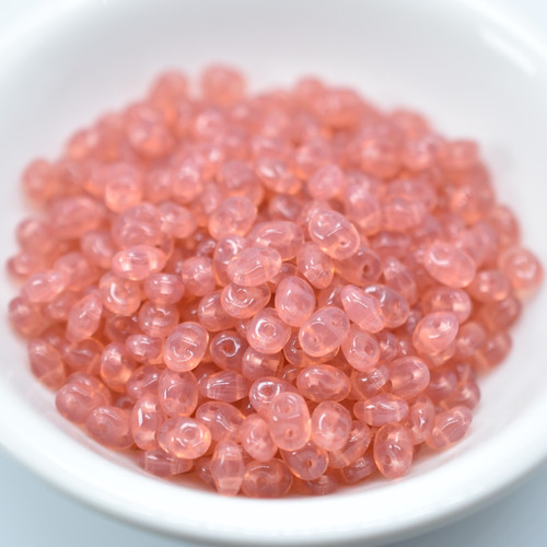 2x5mm SuperDuo Beads Opal Rose 10 grams Czech Glass Beads