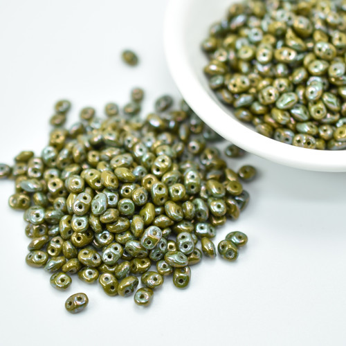 2x5mm SuperDuo Beads - Lemon Nebula - 10 grams Czech Glass