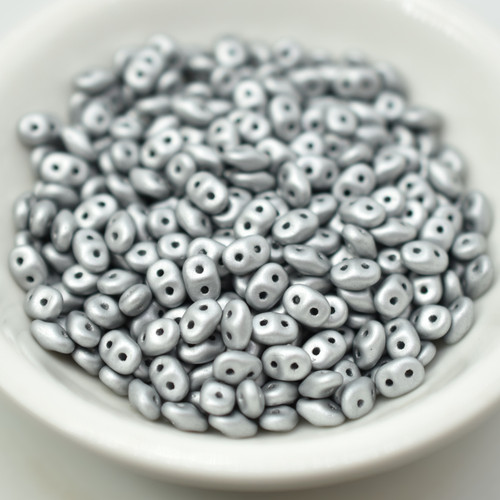 10 grams - Superduo Satin Metallic Silver - Beads Matubo