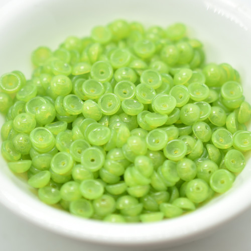 4x2mm Teacup 100 Beads - Milky Peridot - Czech Glass Beads