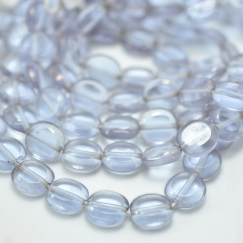 8x10mm Table Cut Oval Light Tanzanite, 10 Beads Czech Glass