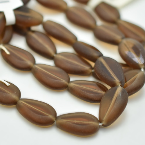 10x15mm Table Cut Pear, Smoky Topaz, 10 Bead, Czech Glass