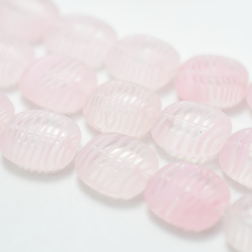 6 Beads -15x17mm Rectangle Table Cut, Clear, Pink Stripe , Czech Glass