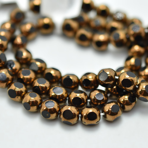 6mm Round Table Cut, Jet Black, 25 Beads Czech Glass