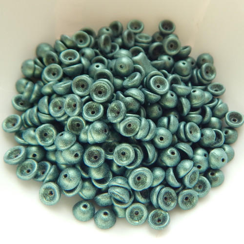 4x2mm Teacup 10 grams Beads - Metallic Suede Light Green - Czech Glass Beads