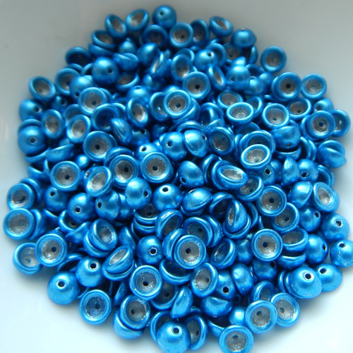 4x2mm Teacup 10 grams Beads - Saturated Metallic Nebulas Blue - Czech Glass Beads