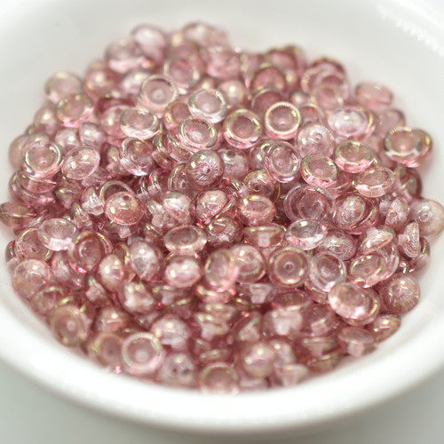 4x2mm Teacup 100 Beads - Transparent Rose Topaz - Czech Glass Beads