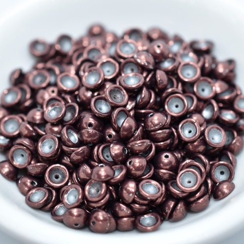 4x2mm Teacup 10 grams Beads - Saturated Metallic Chicory Coffee - Czech Glass Beads