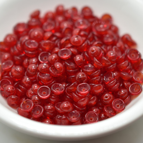 4x2mm Teacup 100 Beads - Transparent Siam Ruby- Czech Glass Beads