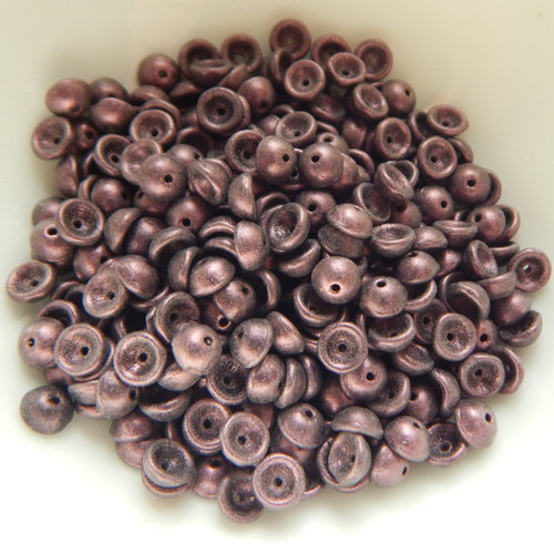 4x2mm Teacup 10 grams Beads - Metallic Suede Pink - Czech Glass Beads