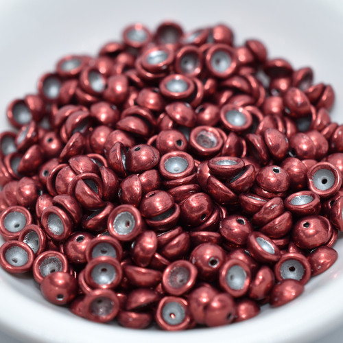 4x2mm Teacup 10 grams Beads - Saturated Metallic Merlot - Czech Glass Beads