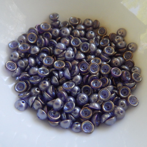 4x2mm Teacup 10 grams Beads - Tanzanite Luster Iris - Czech Glass Beads